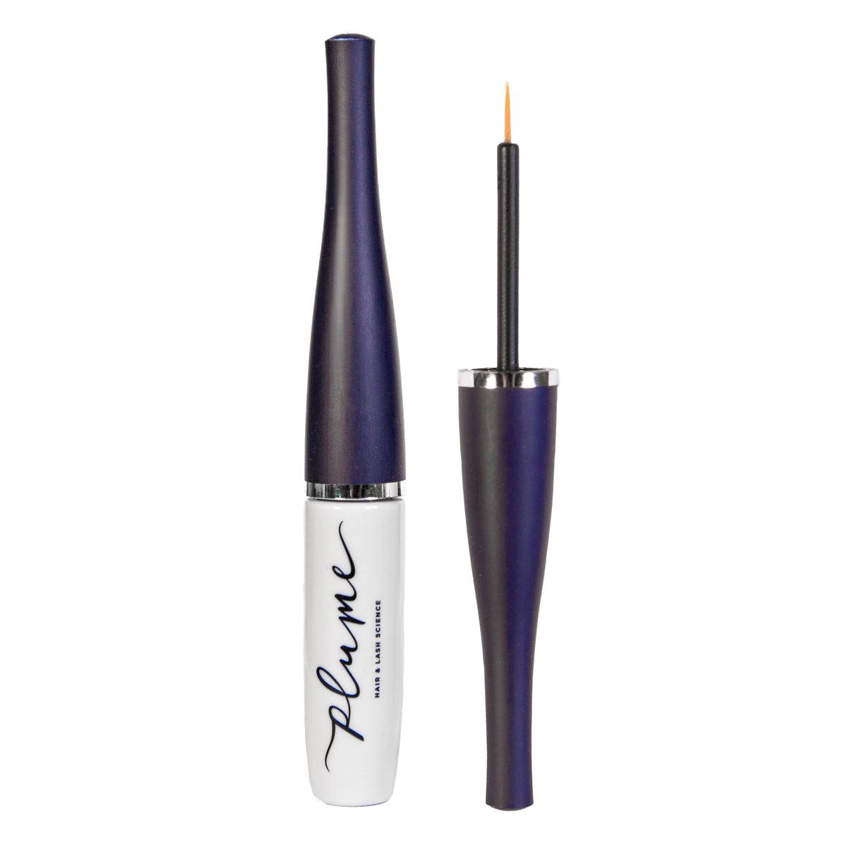 Plume Science Lash & Brow Enhancing Serum, slim black tube with a fine applicator