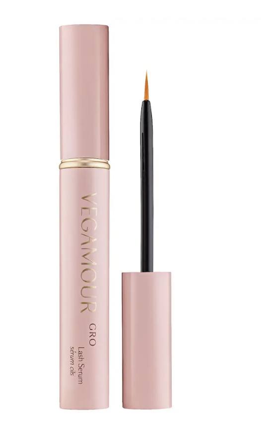 Vegamour GRO Lash Serum, blush pink tube with a fine applicator